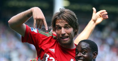 Michu: Celebrates goal for Swansea